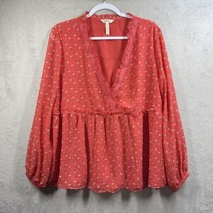 Matilda Jane WOMENS XL Must  Be Love Vneck Lets Go Together Boho Blouse Top